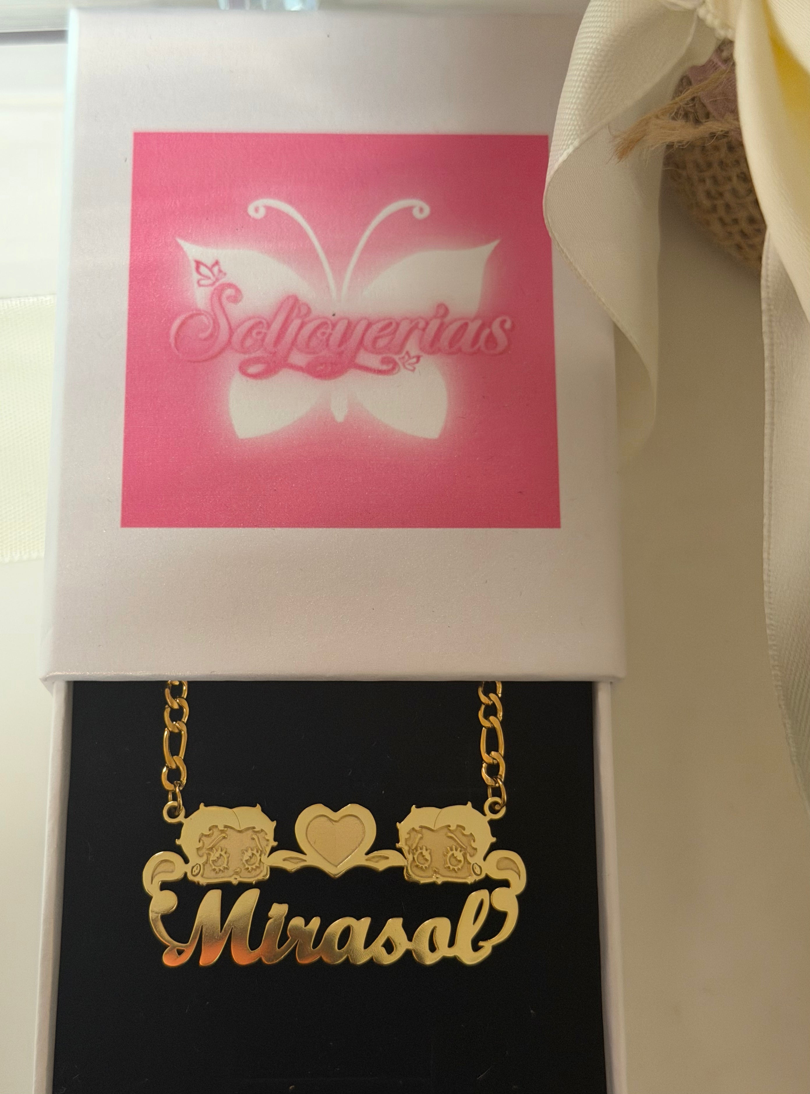 double Betty heart personalized necklace
